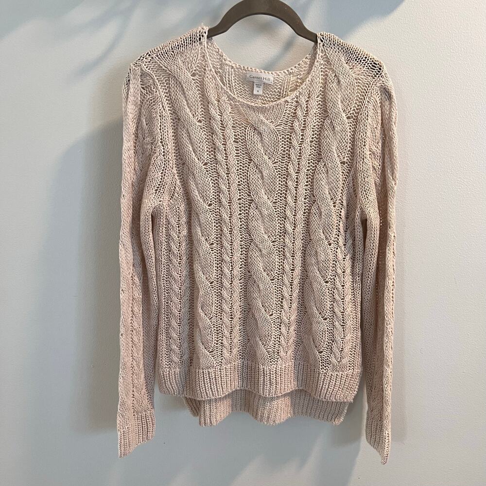 Garnet Hill Light Tan Linen and Cotton Blend Sweater Size S